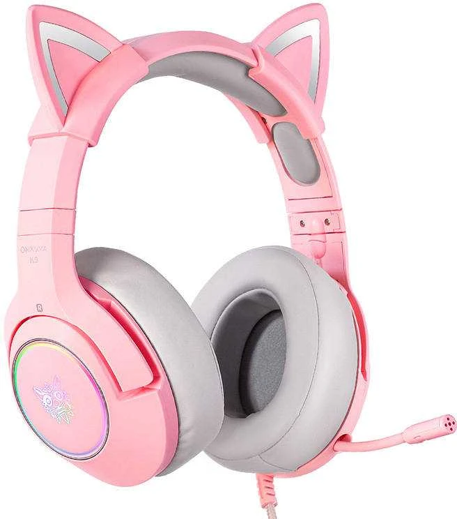 ONIKUMA K9 rožinės RGB ausinės žaidimams
