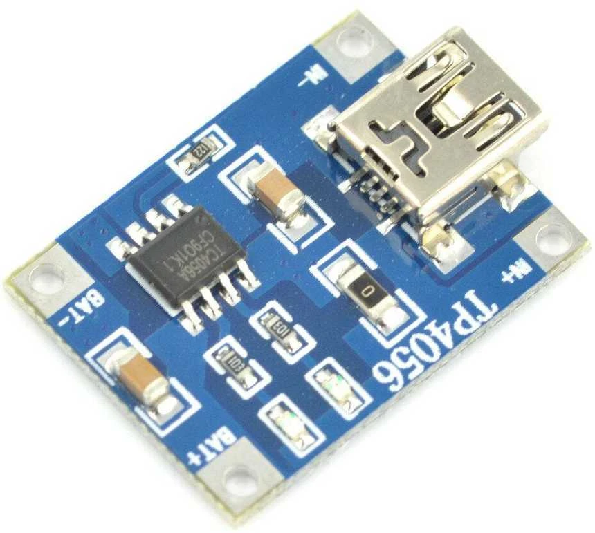 TP4056 Li-Ion įkrovimo modulis su miniUSB jungtimi