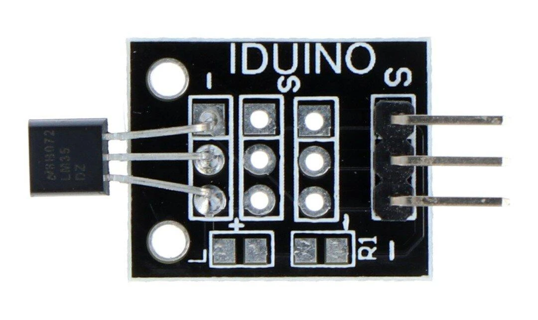 LM35 temperatūros jutiklio modulis viršutinis vaizdas