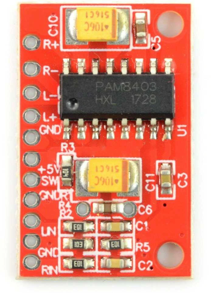 Openplatform PAM8403 5V 3W stereo garso stiprintuvas - dviejų kanalų - raudonas