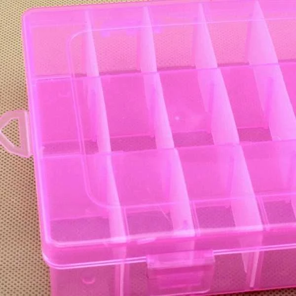 Oem Organizatorius 24 skyriai 195x130x36mm - rožinė - konteineris smulkiems daiktams
