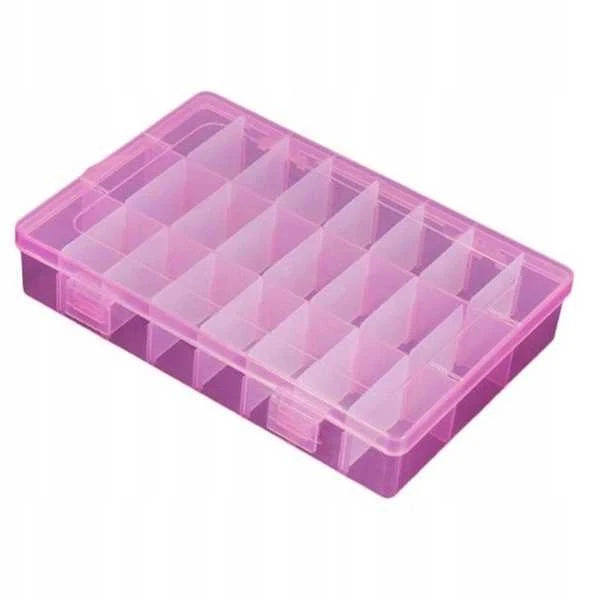 Oem Organizatorius 24 skyriai 195x130x36mm - rožinė - konteineris smulkiems daiktams