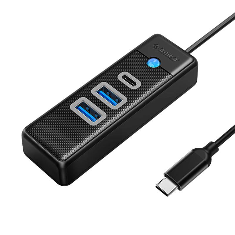 Orico Hub adapteris USB-C prie 2x USB 3.0 + USB-C, 5 Gbps, 0.15 m (juodas)