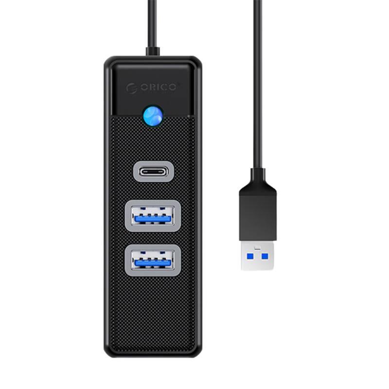 Orico Hub adapteris USB prie 2x USB 3.0 + USB-C, 5 Gbps, 0.15 m (juodas)