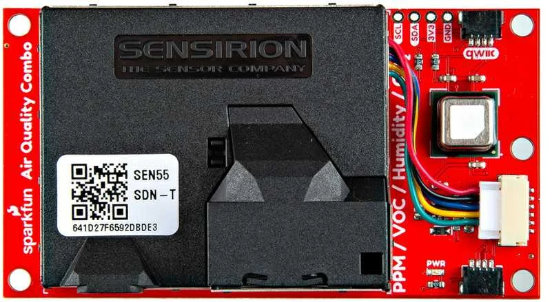 SparkFun SCD41 ir SEN55 oro kokybės jutiklių modulis