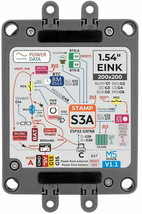 M5Stack v1.1 techninė schemos plokštė su S3A procesoriumi