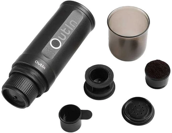 Outin Nano 7500 mAh nešiojamasis kavos virimo aparato rinkinys (pilkas) + apsauginis dėklas