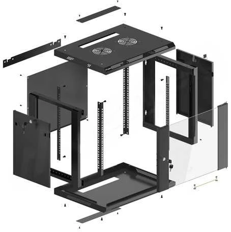 LANBERG WF01-6409-10B sieninis stovas 19 colių išmontuojamas plokščias paketas 9U/650x450mm juodas