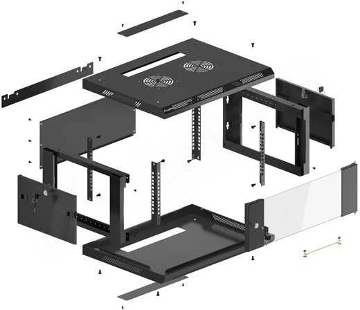 LANBERG WF01-6404-10B sieninis stovas 19 colių išmontuojamas plokščias paketas 4U/600x450mm juodas