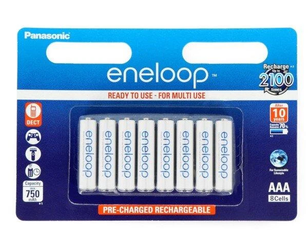 Panasonic Eneloop AAA baterijos, 8 vienetų pakuotė