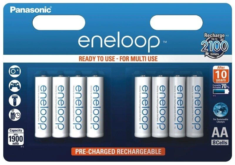 Panasonic Eneloop AA akumuliatoriai 8 vnt. pakuotėje