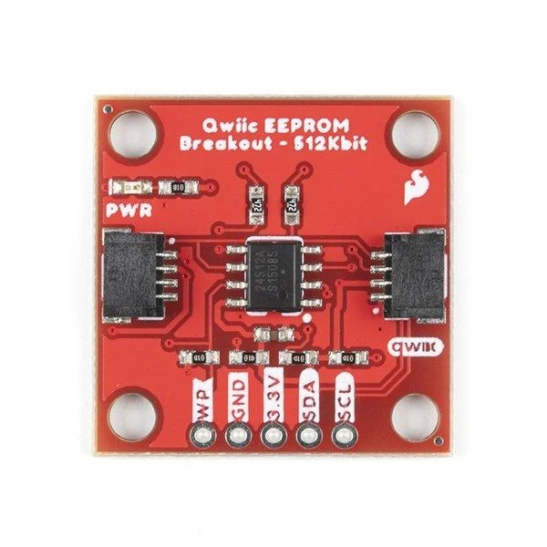 Raudona 512kb EEPROM plokštė su Qwiic jungtimis