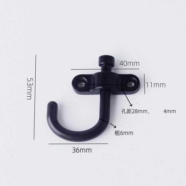 Oem Pasukamas kablys – juodas – 53 mm – metalinis kablys