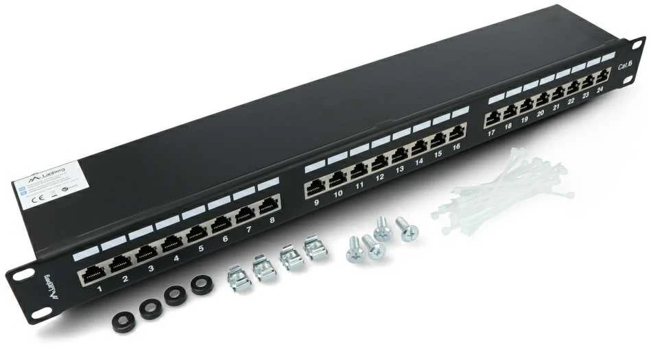 LANBERG PPS6-1024-B Patch Panel 24 prievadai 1U kat. 6 ekranuoti judai