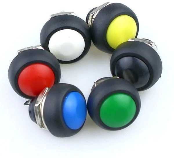 Oem PBS-33B momentinis mygtukas - geltonas - 250V-1A - 12mm - monostabilus - apvalus
