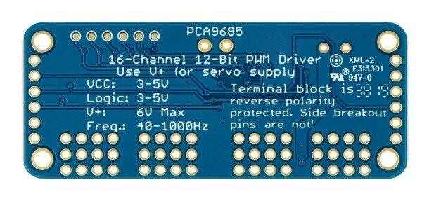 PCA9685, 16 kanalų servo variklių valdiklis, 12 bitų PWM I2C, Adafruit 815