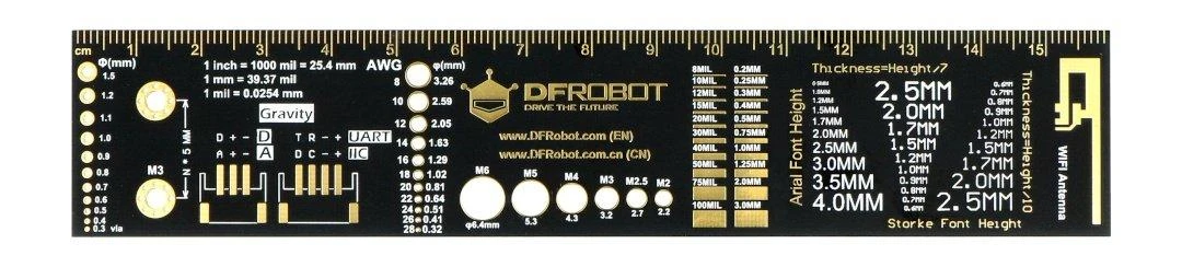 PCB inžinerijos liniuotė - 16cm - DFRobot DWG0014-M