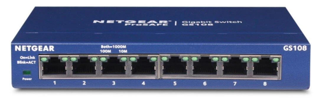 Šakotuvas Netatmo Netgear Switch GS108GE Nevaldomas, Stalinis kompiuteris, 1 Gbps (RJ-45) jungtys kiekis 8, Maitinimo tipas Išorinis