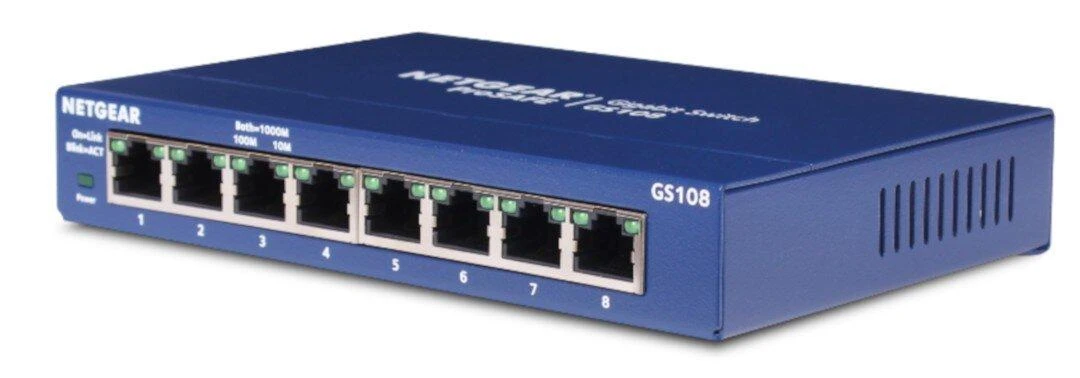 Šakotuvas Netatmo Netgear Switch GS108GE Nevaldomas, Stalinis kompiuteris, 1 Gbps (RJ-45) jungtys kiekis 8, Maitinimo tipas Išorinis