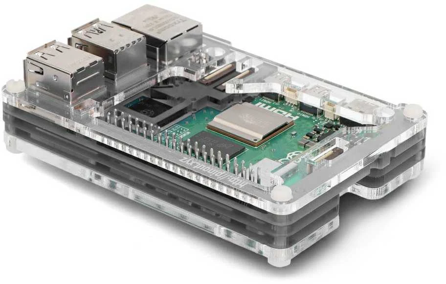 Pibow Coupe 5 dėklas Raspberry Pi 5 - kampinis vaizdas
