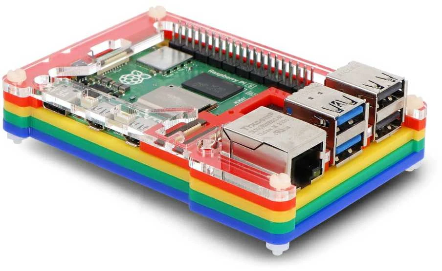 Raspberry Pi 5 korpusas Pibow Coupe vaivorykštinis