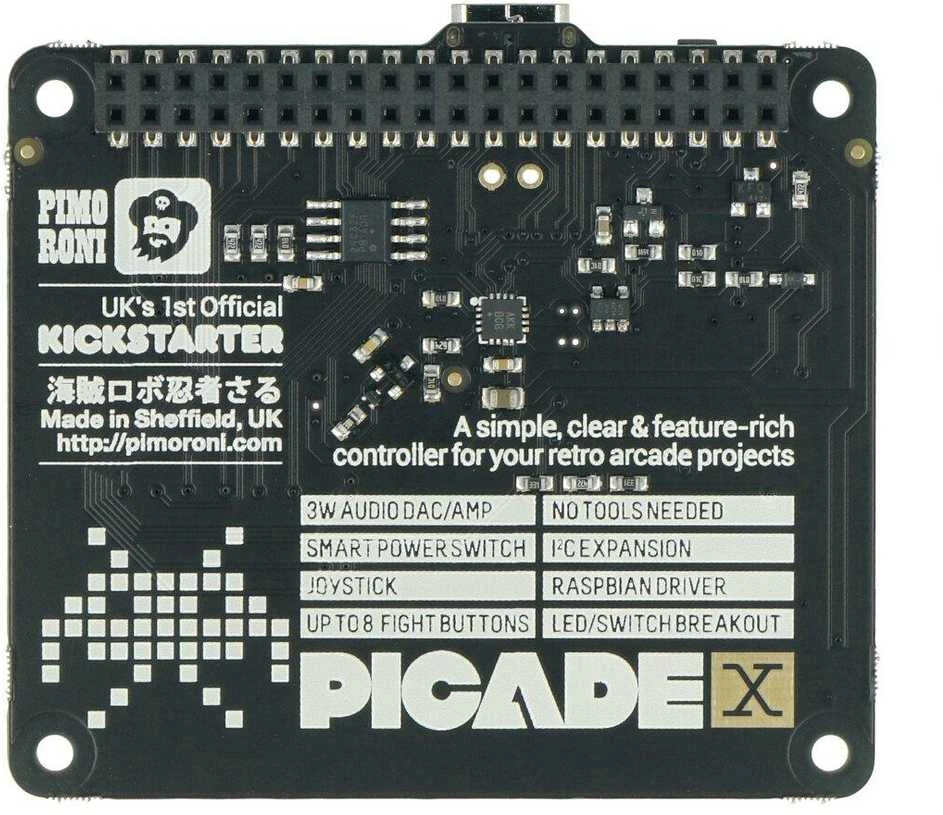 Picade X HAT USB-C, žaidimų konsolė, skirta Raspberry Pi, Pimoroni PIM462