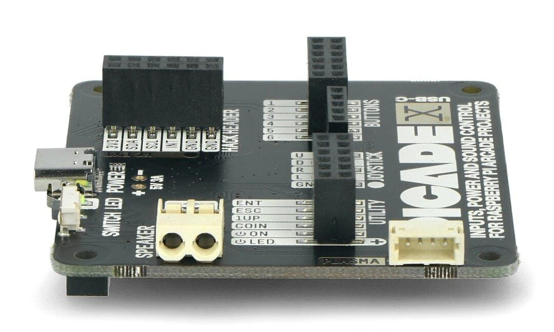 Picade X HAT USB-C, žaidimų konsolė, skirta Raspberry Pi, Pimoroni PIM462