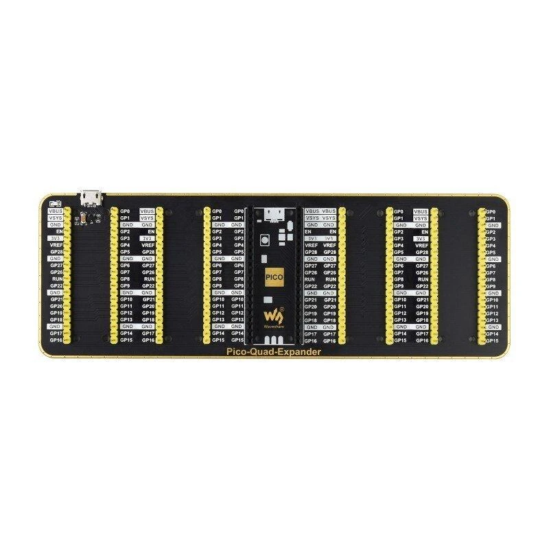 Pico Quad Expander, 2x20 GPIO kaiščių quad išplėtimas, skirtas Raspberry Pi Pico, Waveshare 19361