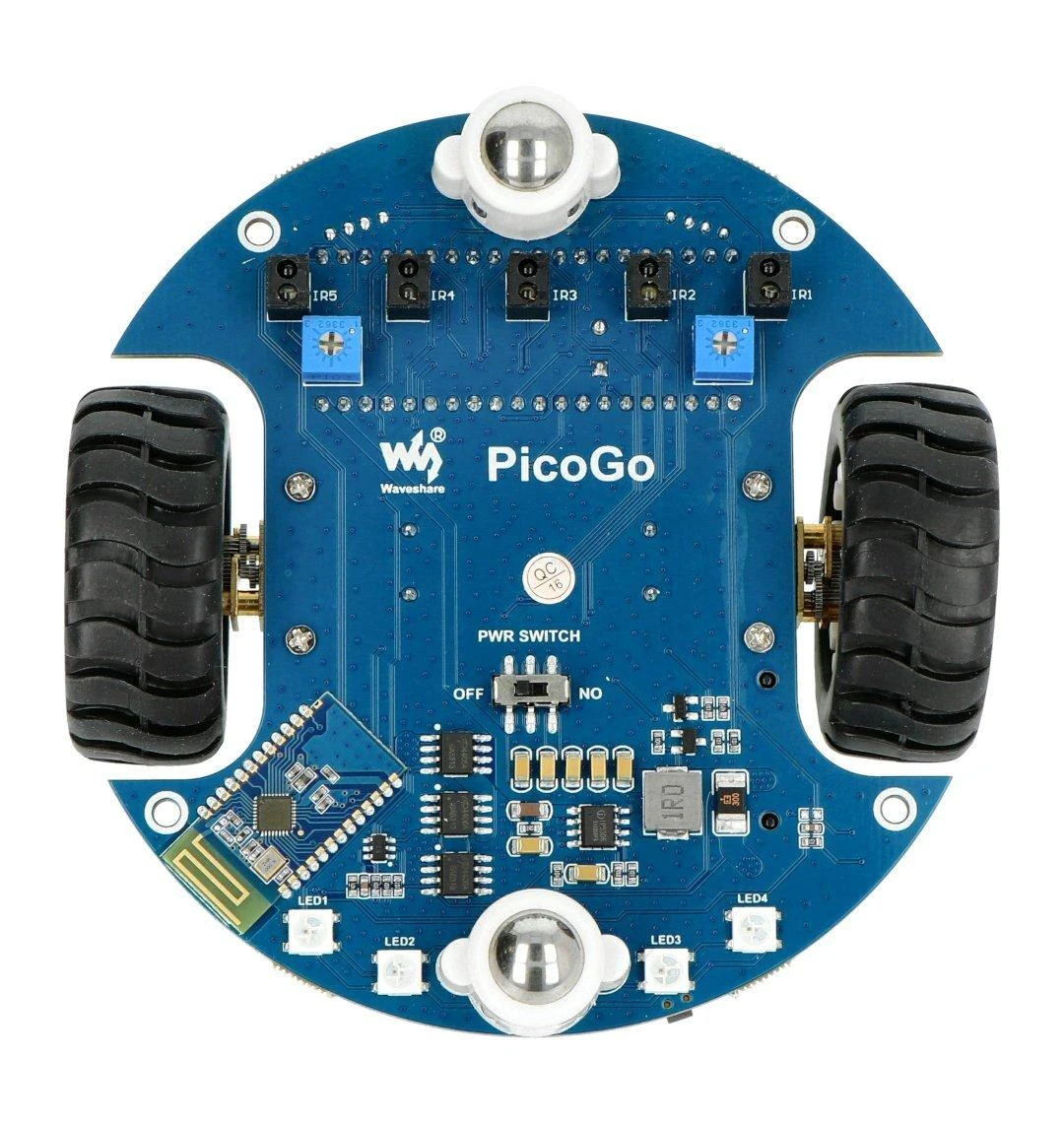 PicoGo Mobile Robot - nuotoliniu būdu valdomas robotas, skirtas Raspberry Pi Pico - Waveshare 20396