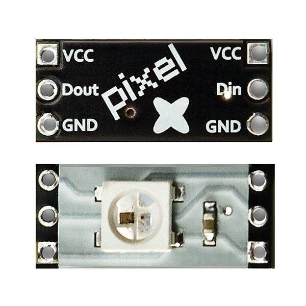 WS2812B LED pikselių modulis su kontaktų išdėstymu