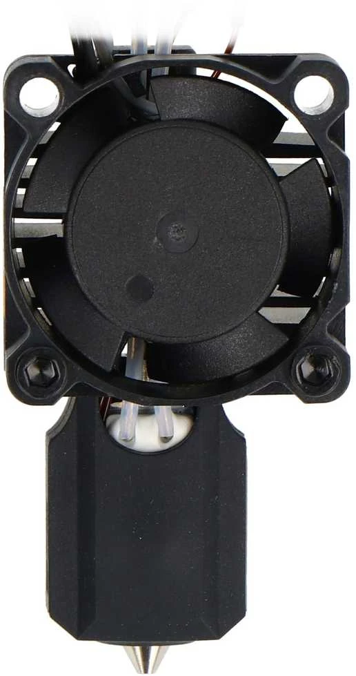 Bambu Lab X1E hotend su aušinimo ventiliatoriumi