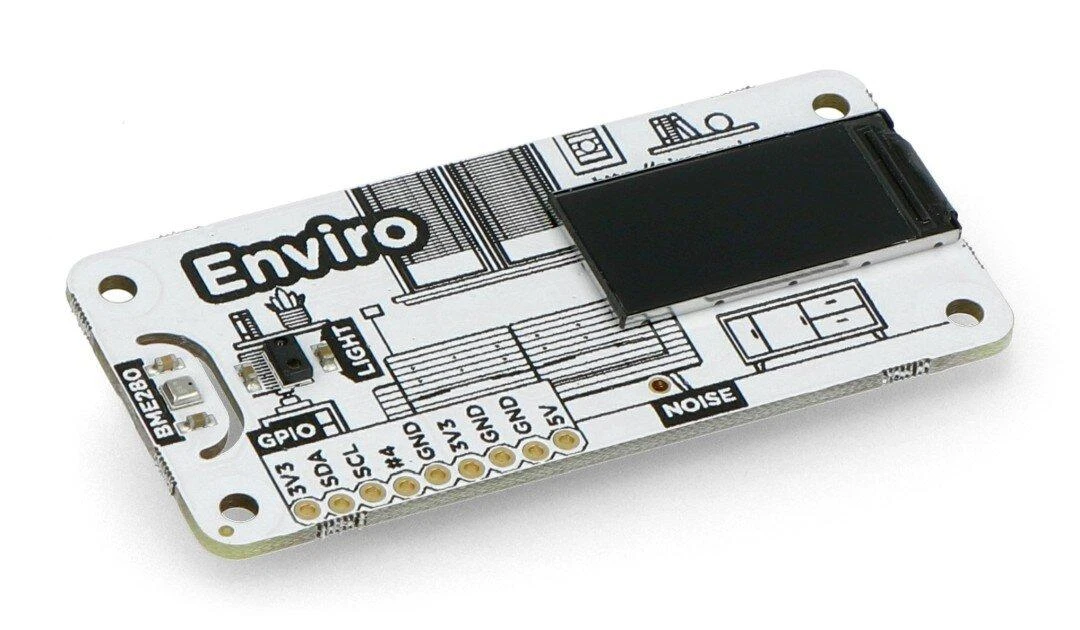 Pimoroni Enviro pHAT, temperatūros, slėgio, šviesos intensyvumo ir artumo jutiklis, Raspberry Pi priedėlis