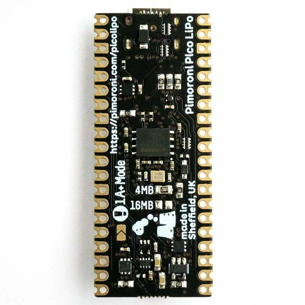 Pimoroni Pico LiPo plokštė su elektronikos komponentais