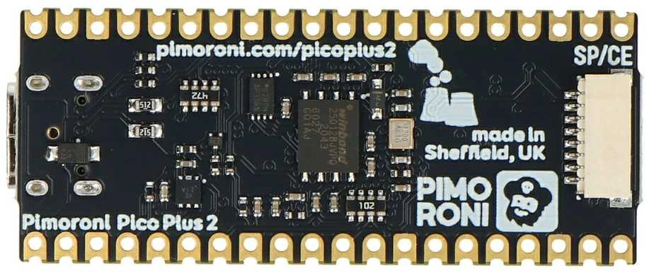 Pimoroni Pico Plus 2 mikrovaldiklio plokštė viršutiniu planu
