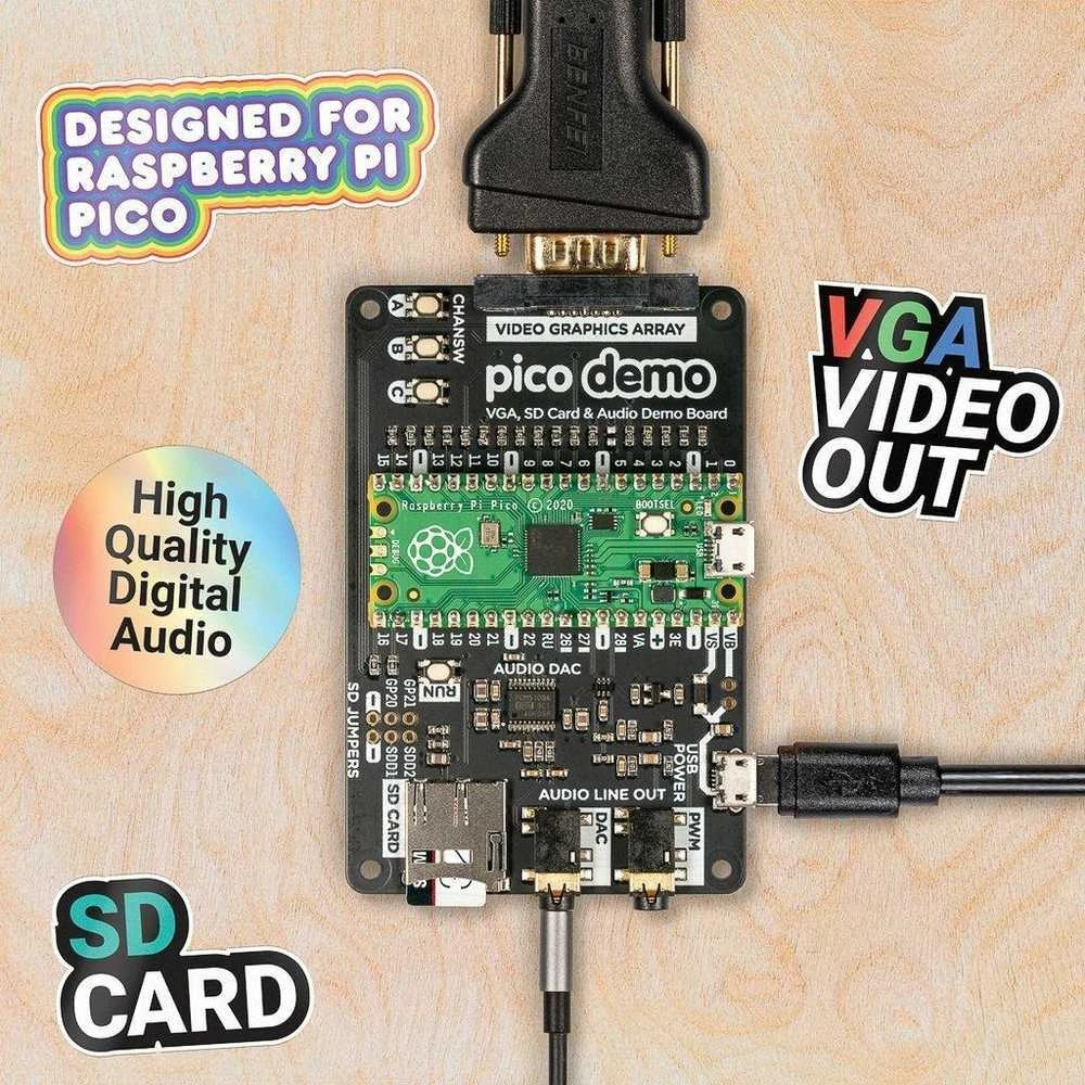 Pimoroni Pico VGA Demo Base - garso/vaizdo išplėtimas, skirtas Raspberry Pi Pico - Pimoroni PIM553