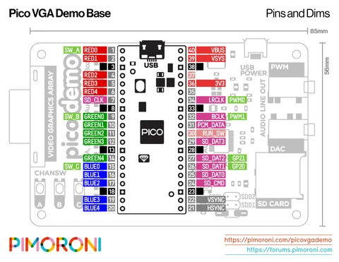 Pimoroni Pico VGA Demo Base - garso/vaizdo išplėtimas, skirtas Raspberry Pi Pico - Pimoroni PIM553