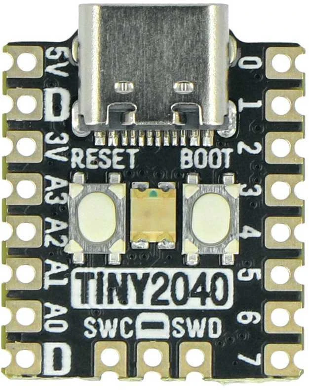 Pimoroni Tiny 2040 mikroschema su USB-C jungtimi
