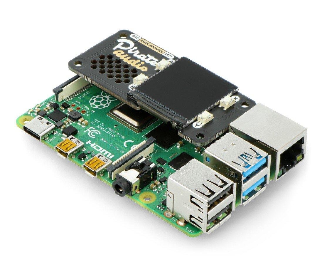 Pirate Audio Speaker, garsiakalbis su ekranu, DAC, skirtas Raspberry Pi, Pimoroni PIM485