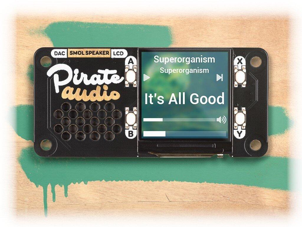Pirate Audio Speaker, garsiakalbis su ekranu, DAC, skirtas Raspberry Pi, Pimoroni PIM485