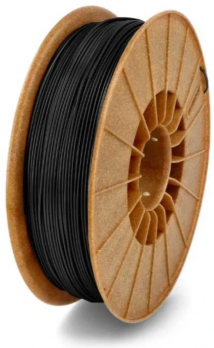 Juodas PLA plastikas 1.75mm ant rudos ritės