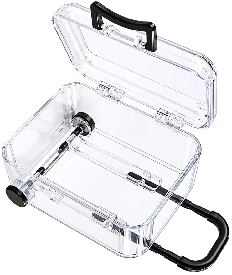 Plastikinė dėžutė su dvigubu užsegimu - 63.5x48x21mm - Rakinamas konteineris - Organizatorius