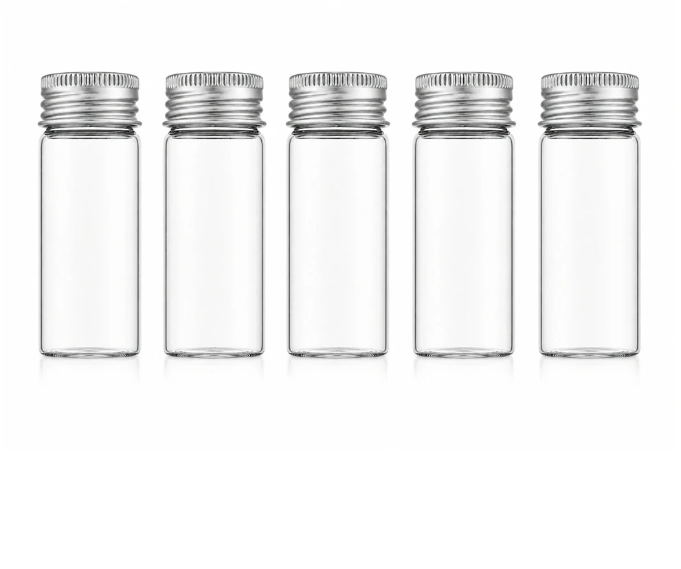 Plastikinis butelis su metaliniu dangteliu 30ml - mėginio buteliukas