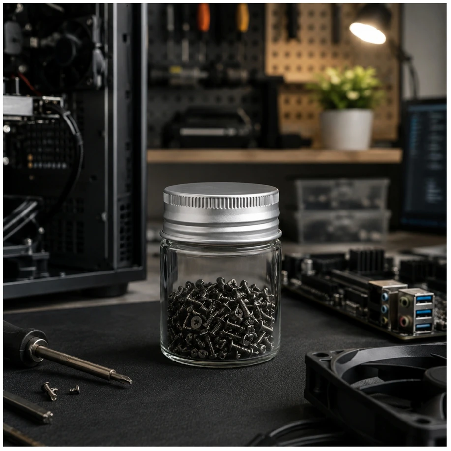 Plastikinis butelis su metaliniu dangteliu 30ml - mėginio buteliukas
