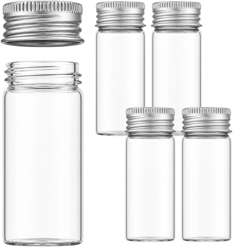 Plastikinis butelis su metaliniu dangteliu 30ml - mėginio buteliukas