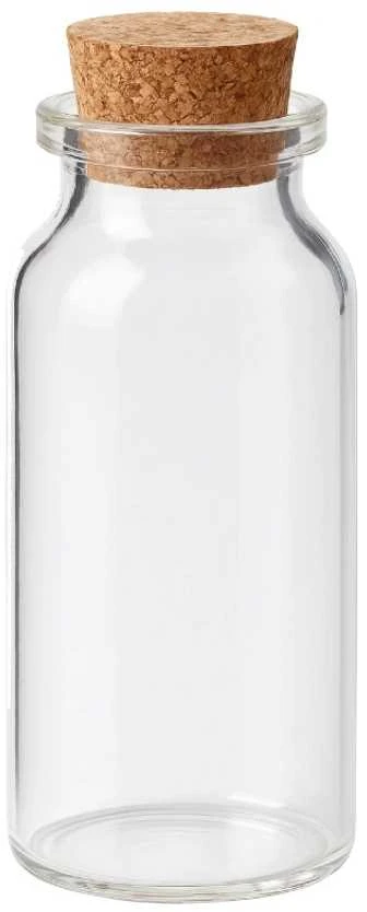 Skaidrus stiklinis buteliukas su kamščiu 30ml