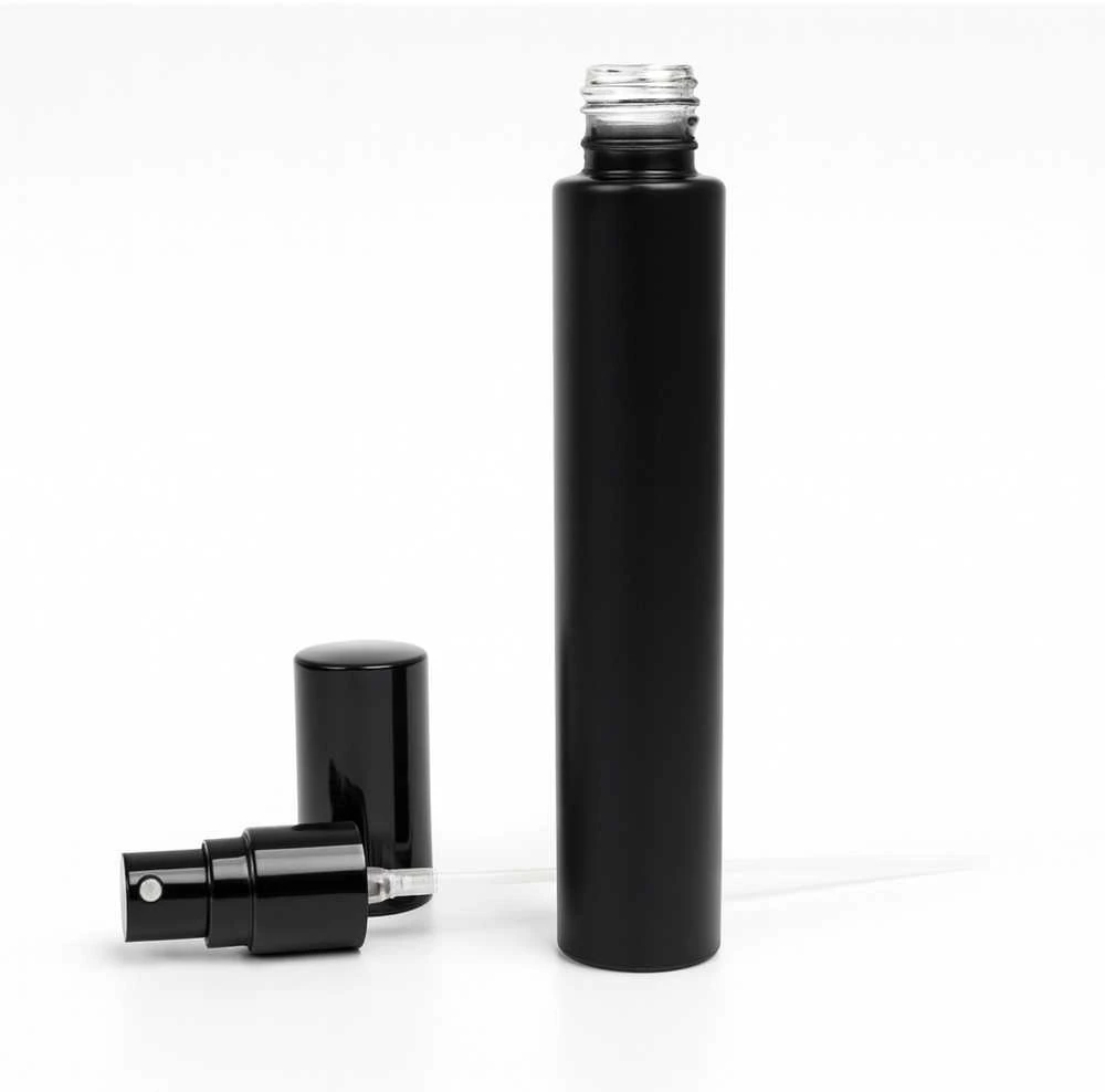 Plastikinis butelis su metaliniu dangteliu 30ml - mėginio buteliukas