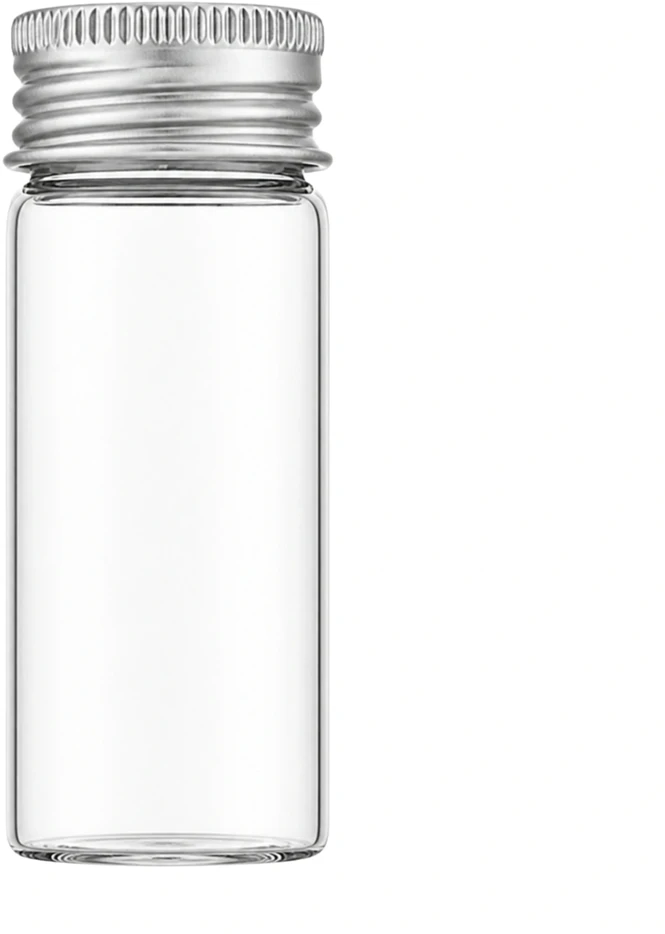 Plastikinis butelis su metaliniu dangteliu 30ml - mėginio buteliukas