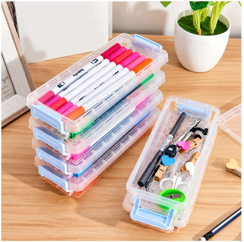 Plastikinis konteineris su dangteliu ir spaustuku 205x85x40mm užrakinamas organizatorius