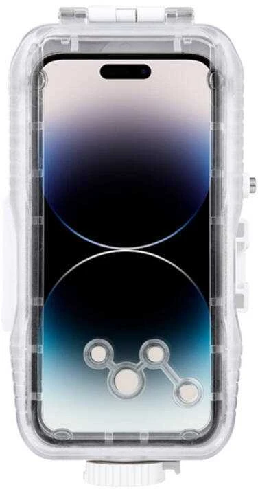 Plastikinis vandeniui atsparus telefono dėklas Puluz skirtas iPhone 14 Plus/Pro Max/13 Pro Max/12 Pro Max/11 Pro Max (baltas)