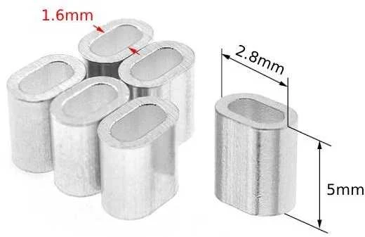Oem Plieninis kabelio gnybtas - 5 mm kabeliui - 10 vnt - ovali aliuminio mova